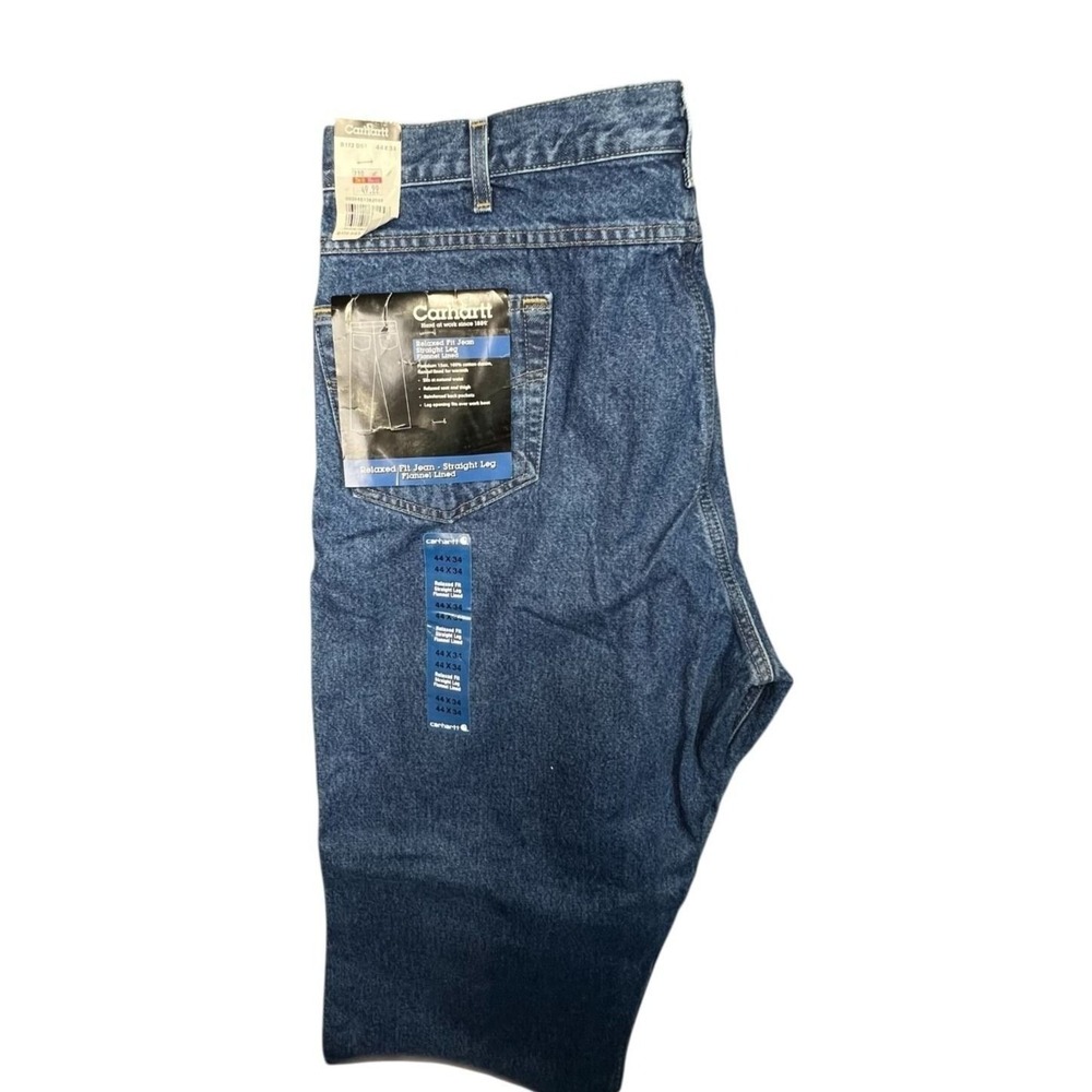 Carhartt 44x34 Blue Flannel Lined Relaxed Fit Jeans B172 DST Rugged Workwear New